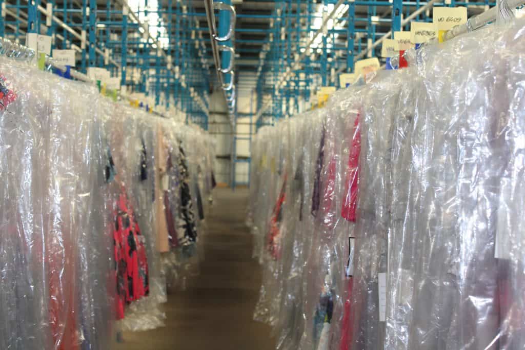 garments in fashion warehouse